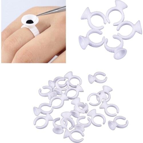 50Pcs Eyelash Extension Glue Rings Adhesive Eyelash Pallet Eyelash Extension Glue Holder for Eyelashes Extension Tattoo Pigment