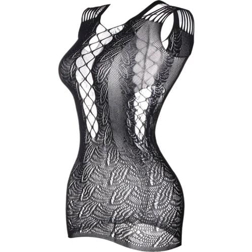 Sexy Hanging Neck Lingerie Women Hollowed Out Tight Net Clothing Perspective Bag Hip Skirt Elasticity Fishnet Lingerie Babydoll