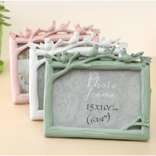 Resin Photo Frame Retro Birds Branches 5 Or 6 Inch Creative Home Decor Gift Horizontal Resin Photo Frame Desktop Decoration