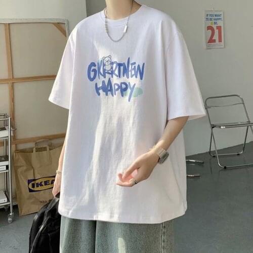 Oversized short-sleeved mens spring and summer tide brand 2021 new Hong Kong style t-shirt wild loose thin top half-sleeved tee