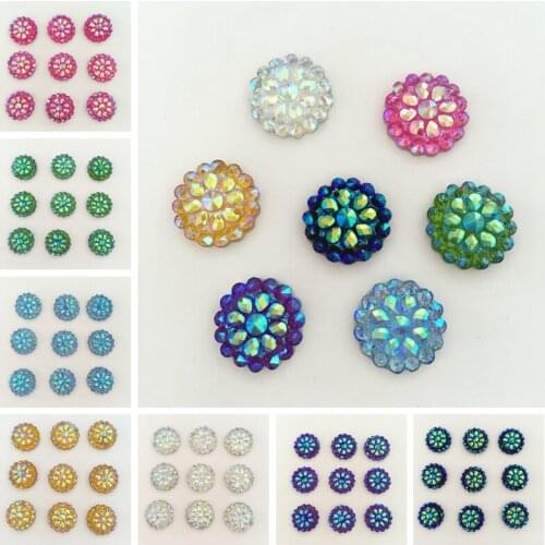 HOT 140pcs Bling AB Resin Round Flatback Rhinestone Buttons 2 Hole Clothing DIY accessories D38*7