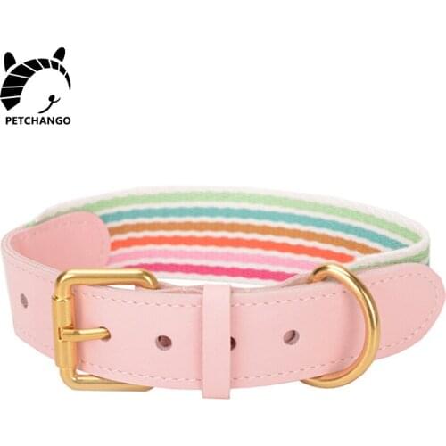 Hand-made Dog Collar Leather & Webbing Collar for Dog Genuine Leather Cotton Collars Small Medium Large Dogs Pet Dog Accessories