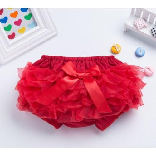 0-24M Baby Girls Bow Tutu Skirts Ruffle Bloomer Ball Gown Rose Red Fuffy Pettiskirt Baby 6 Tulle Layer Children Girls Outfits