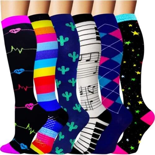 24 Style Compression Socks Women & Men Best Running, Athletic Sports Crossfit Flight Travel Nurses Running Athletic Stocking