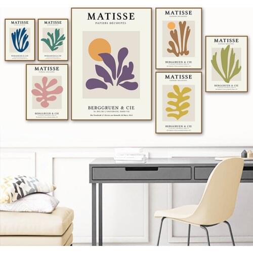 Coral Seaweed Sun Color Abstract Wall Art Canvas Painting Matisse Nordic Posters And Prints Wall Pictures For Living Room Decor