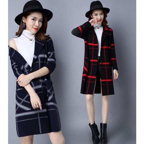 Korean Coat Women Spring Autumn Knitted Sweater Plus Size Cardigan Women Winter Jacket Thick Long Cardigan Sweaters Coat DD2361