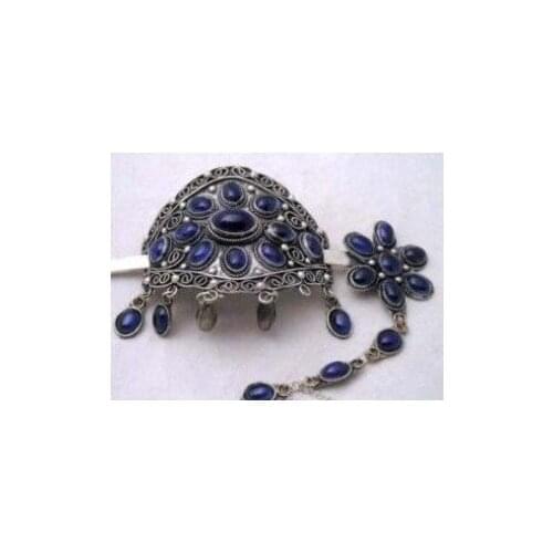 Beautiful! Charming Tibet Silverjade Hairpin barrette Free shipping