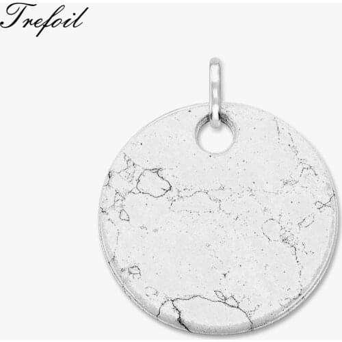 Pendant White Stone Ornament,2018 New Fashion Jewelry Trendy 925 Sterling Silver Gift For Women Fit Necklace