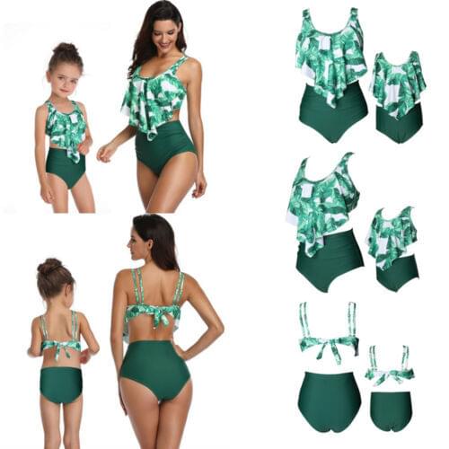 Summer Women Girl Sweet Sexy High Waist Parent-child Beach Party Beachweaer Swimwear Swimsuit Comfort Set Bikini