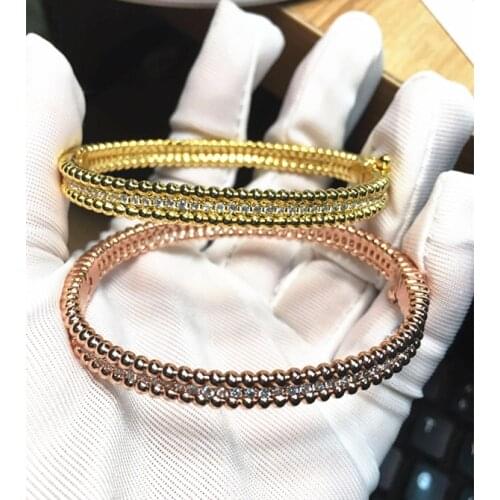 Fashion women one layer zircon bangle famous brand marked logo bracelet bead ball one circle bracelet female jewelry