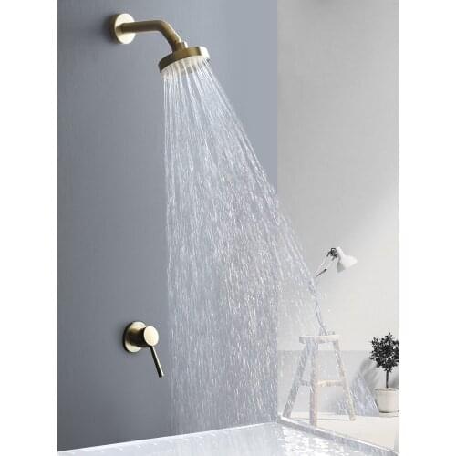Bath Shower Faucets Set Solid Brass Hot & Cold Brushed gold/Chrome Shower Mixer In- Wall Mounted Single Handle New Arrivals