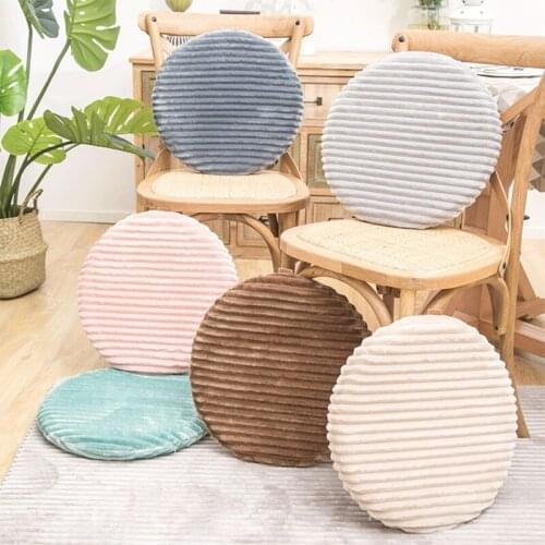 Stripe Flannel Round Cushion Cover Floor Pillow Cover Cushion Protector 40x40cm Home Textiles New Year Decor