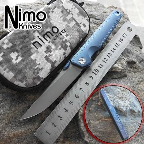 NIMO KNIVES Original design titanium alloy integral handle folding knife blade M390 outdoor camping knife Cyprinus carpio EDC