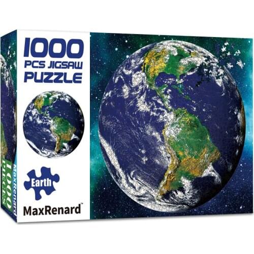 MaxRenard 70*70cm Jigsaw 1000 Pieces Adults Round Shape Puzzles Paper Assembling Painting Planet Earth Puzzles Toy for Adults