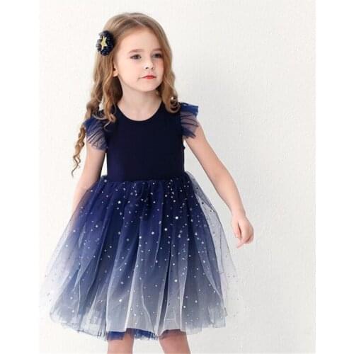 Girls Dress Christmas 2020 New Princess Kids Gradient Starry Sky Mesh Dresses for Girl Childrens High Quality Clothing 3-12Y