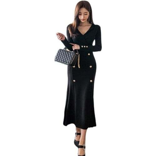 Spring new style Korean fashion temperament was thin and long fishtail bag hip sexy dress office party for women dresses
