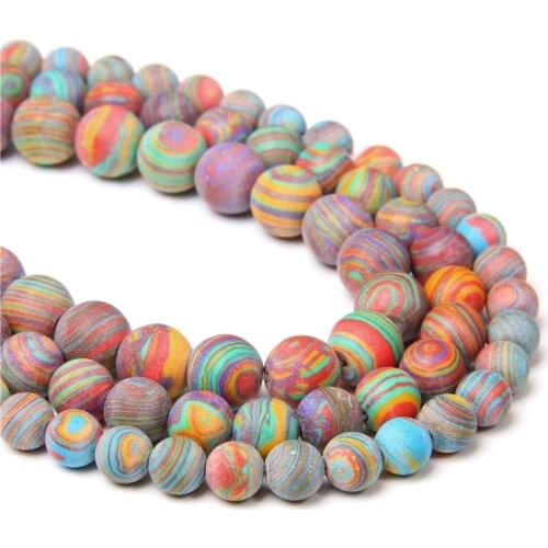Colorful Malachite Matte Round Loose Stone Spacer Beads for DIY Necklace Bracelet Jewelry Making Size 4 6 8 10 12 mm beads gifts
