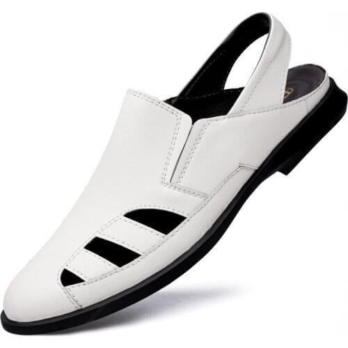 Men Sandals Genuine Leather Shoes Casual Summer Footwear Breathable Mans Slides Soft Shoes luxury
