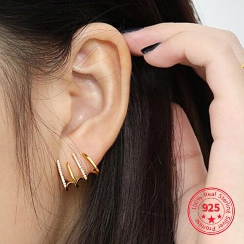 Korea Style Irregular 14k Gold Earrings 925 Sterling Silver For Temperament Zircon Luxury Prevent Allergy Popular Gift Jewelry