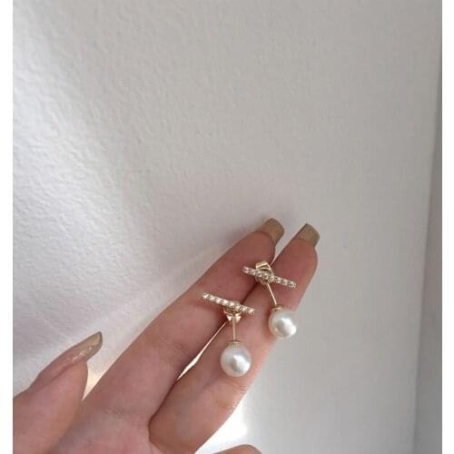 Hypoallergenic Women Natural White Pearl Gemstone Jewelry Drop Earrings 14K Yellow Gold Bizuteria Wedding Drop Earring Orecchini