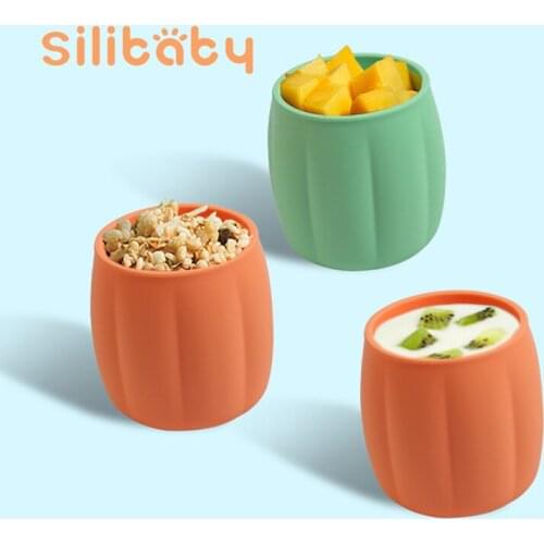 Silibaby Silicone Baby Cup New Pumpkin Water Cup Children Learn Drinking Cup Boy Girl Anti-fall Soft Silicone Drinking Water Cup