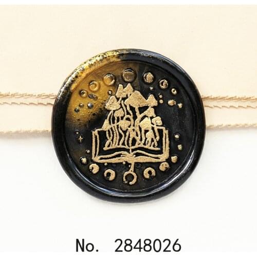 Mushroom on the Book Wax Seal Stamp,Party Seal Stamp Kit invitation seal,gift envelope packing seal,Magical seal stamp