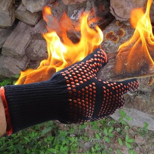 1 Pair Heat Resistant Thick Silicone Cooking Baking Barbecue Oven Gloves BBQ Grill Mittens 300-500 Centigrade Ext Gloves Kitchen