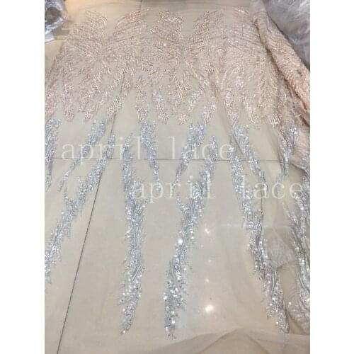 Stock jj0025# 5 yards luxury french hand made sexy embroidery sequin net tulle mesh lace for bridal wedding dress/sawing