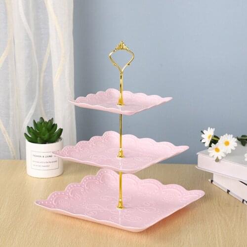 Freeshipping Three-Layer Party Cake Stand Rack Dessert PlatesFor Wedding Birthday Festival 3-Tier