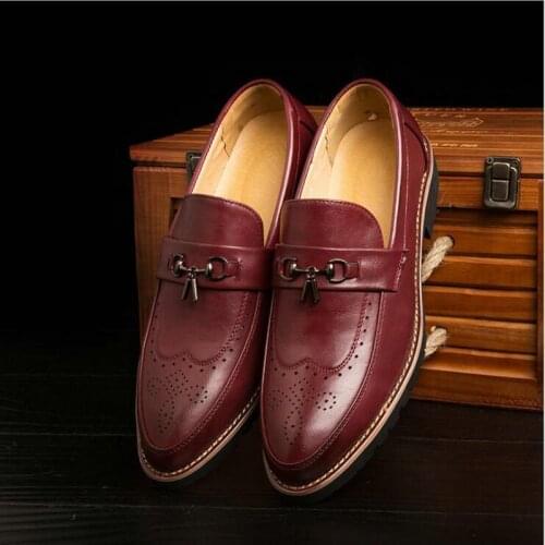 High Quality Mens Formal Business Shoes Brogue Shoes Men Tassel British Style Carved Leather Casual Shoes Business oxford OO-65