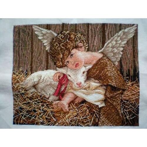 Top Quality Beautiful Lovely Counted Cross Stitch Kit Angel with Lamb Fairy and Sheep
