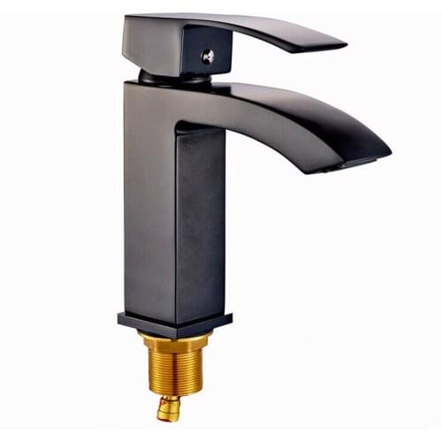 L16085 High Quality Deck Mounted Black Color Hot and Cold Water Brass Basin Faucet