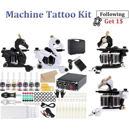 High Quatity Tattoo Kit Coil Tattoo Machine Set Tattoo Power Supply Needles Professional Tattoo Machine Kit for Beginner Starter