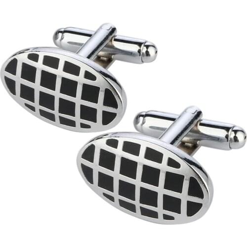 Alloy Cufflinks Oval Pattern Black Shirt Cufflinks Wedding Cufflinks For Men