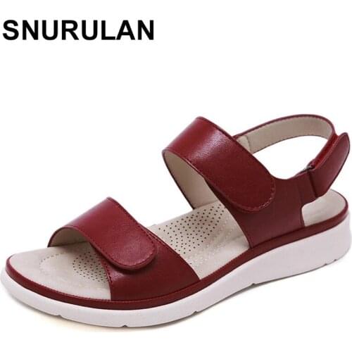 SNURULAN Women Sandals Summer Fashion Beach Shoes Ladies Platform Shoes Casual Flat Slippers High Heels 3 cm Non-slip Velcro