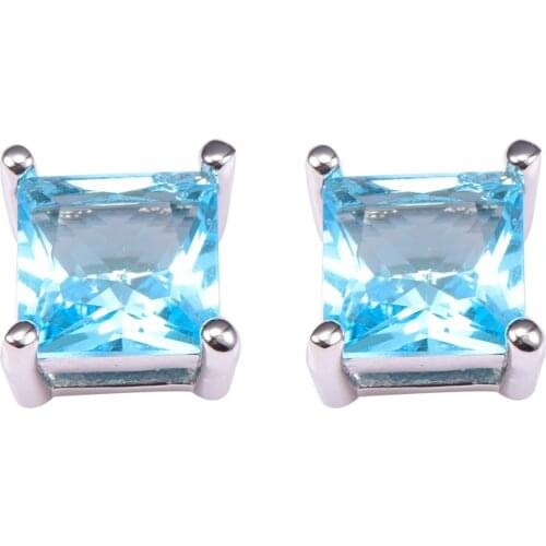 Simulated Aquamarine Women Earrings 925 Sterling Silver Earrings PE36