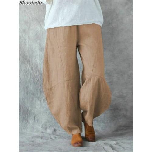 Newest S-5XL cotton linen Wide Leg Pants women Fashion Casual Loose casual loose Pants Harem Trousers Oversize Vintage lady clot