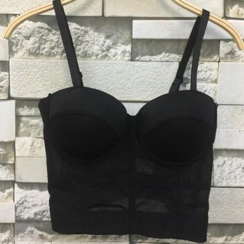 S M L XL Fashion Mesh Push Up Bralet Womens Corset Bustier Bra Night Club Party Sexy Cropped Top Vest