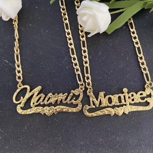 VishowCo Custom Name Necklace Personality Stainless Steel Gold Choker Nameplate Pendant Necklace Jewelry Wedding Gifts