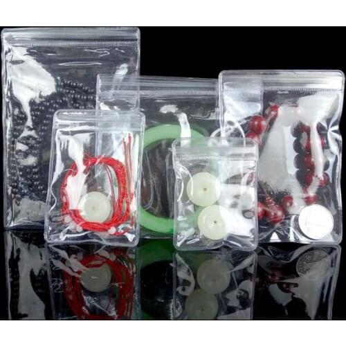 100pcs Light Blue Luxury Jewel Plastic Ziplock Bag Soft PVC Antioxidant Rings Beads Necklace Jewelry Gem Store