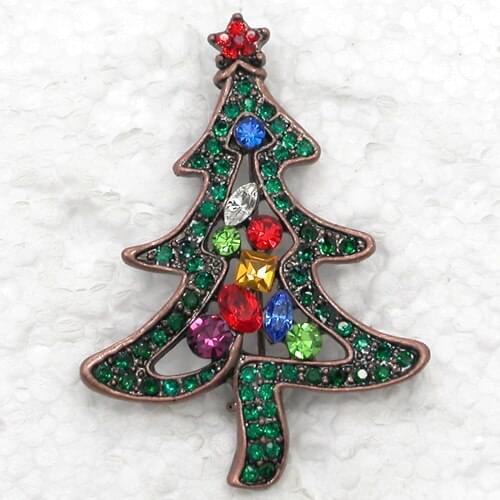 12pcs/lot Wholesale Fashion Brooch Rhinestone Christmas tree Pin brooches Christmas Gift C101420