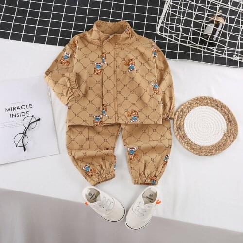 Spring Autumn Kids Clothes Baby Boys/Girls Costume Tiger Print Tracksuit Coat+Pants 2pc/Sets Childrens Newborn Outfits infant
