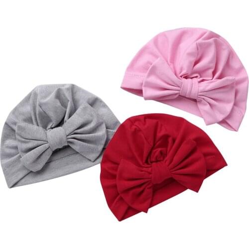 3-Pack Newborn Baby Cotton Turban Knot Rabbit Headwrap Hospital Hat Cap Baby Hat Beanie Spring Hat Newborn Photography Props