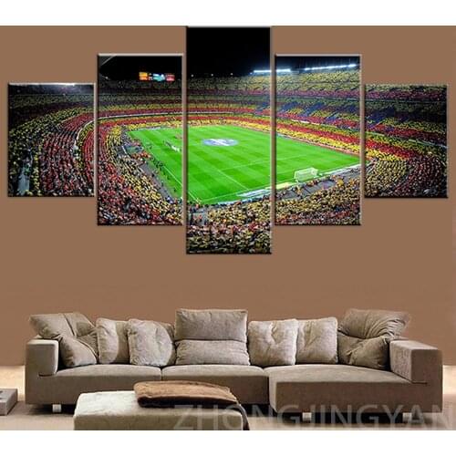 Spain Barcelona Sports Football 5 Pieces Canvas Painting Wall Art Modular Wallpapers Poster Printed Home Decor Framework Artwork
