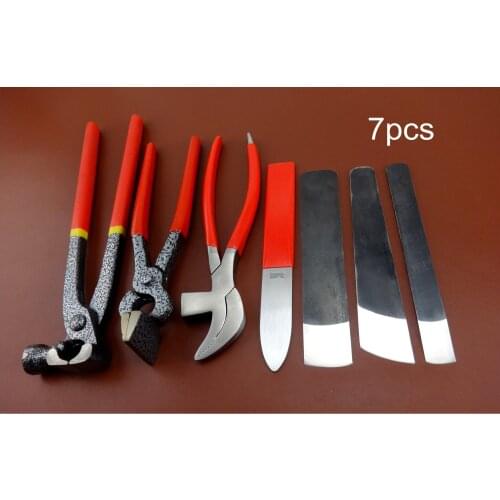 7pcs Leather Craft Shoemaker Cobbler Multi Hammer Pliers All Purpose Cutter Knife Tool Set - Punch Chisel Edger Creaser Groover