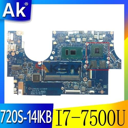 Akemy LA-E581P Motherboard For Lenovo Ideapad 720S-14IKB Notebook Motherboard CPU I7 7500U DDR4 GTX940M GPU 2G 100% Test Work