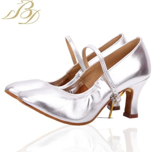 BD Dance-Shoes Women Ballroom Dance Practice Middle and high heels Sheepskin Dancesport Dance Soft Sole 125 Free Shipping
