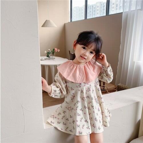 Girl Dress Kids Baby Gown 2021 Flower Spring Autumn Toddler Outwear Party Wedding Princess Tutu Dresses Cotton Children Clothing