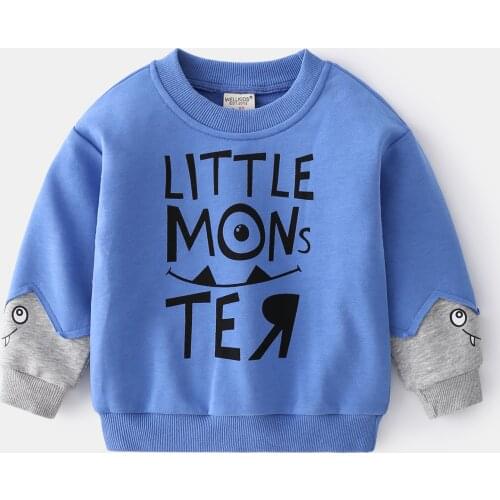 Little Monster Boys Sweatshirts Spring Fall Long Sleeve Cotton Girls T-shirt Cute Quality Childrens Clothing