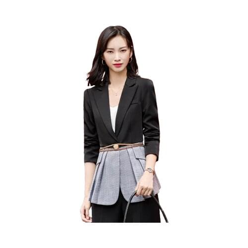 2021 Autumn Winter Professional Women Office Wear Blazer Pant Suit Set Black Patchwork Clothes 2 Piece Sets Formal Elegant 5xl